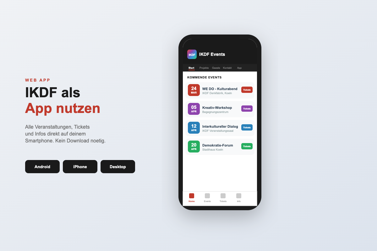 IKDF App - Events und Tickets auf dem Smartphone